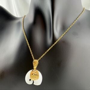 Anthropologie Elegant Gold and White Pendant Necklace